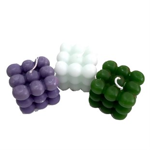 Akbak 3'lü Soya Bubble Mum 5x5 - Mor Beyaz Yeşil
